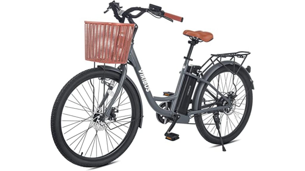 Viribus Electric - lightweight best electric bike for seniors with carrying basket & back seat