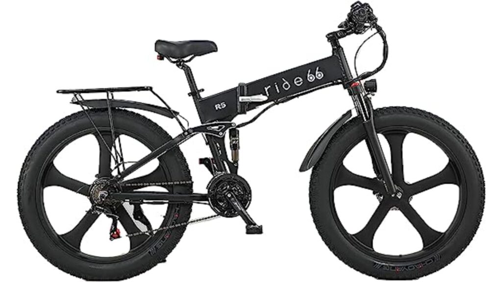 ride66 Electric Bike Folding Bicycle - Best Powerful Folding Electric Bike Heavy & Tall Riders 